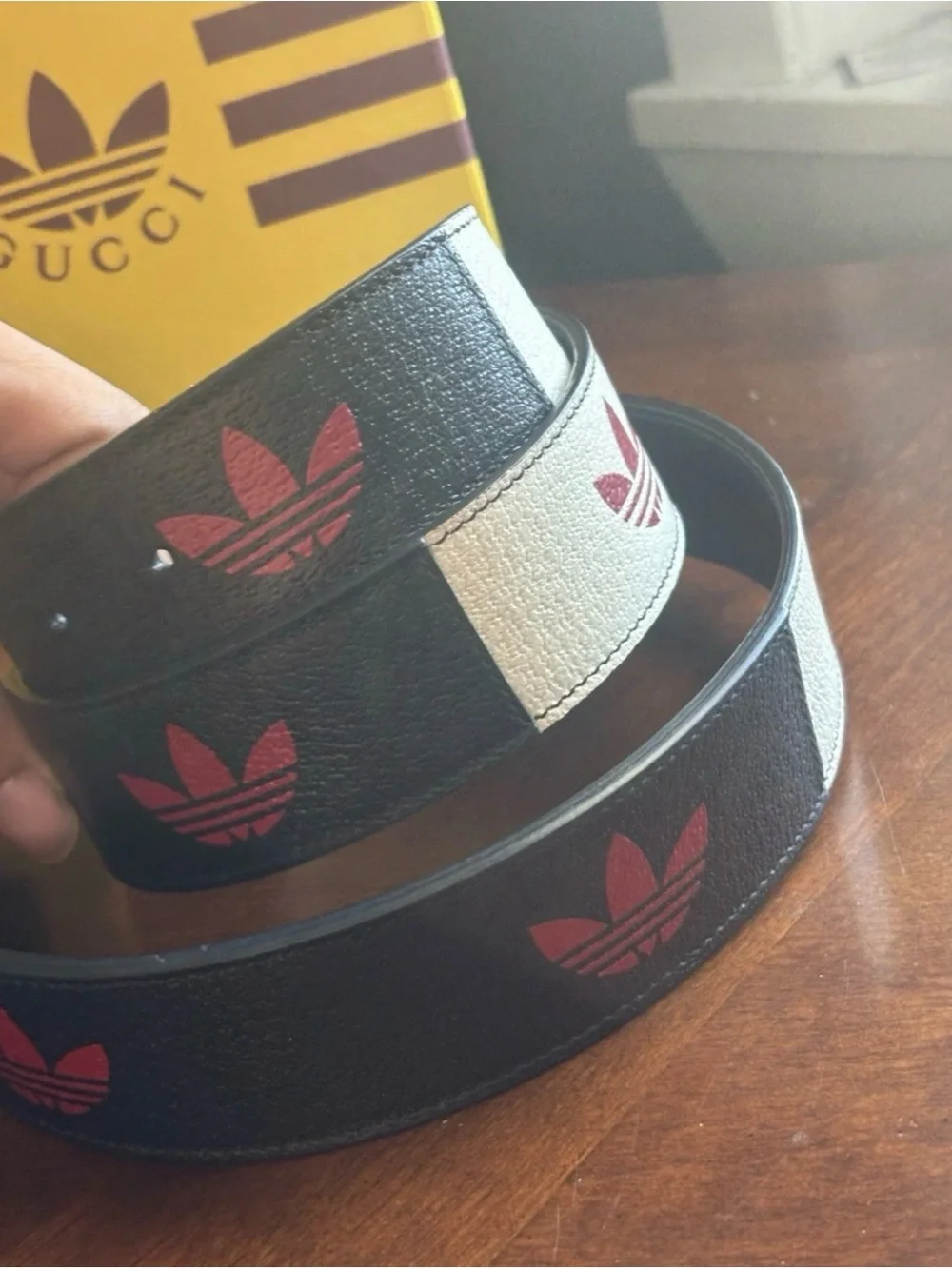 Gucci X Adidas Double G Logo Leather Belt
